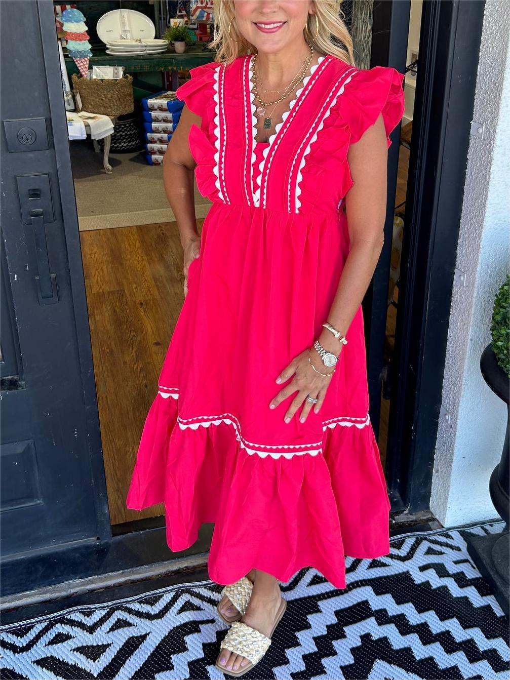 Women's V-Neck Ruffle Sleeve Dress (Buy 2 Free Shipping)