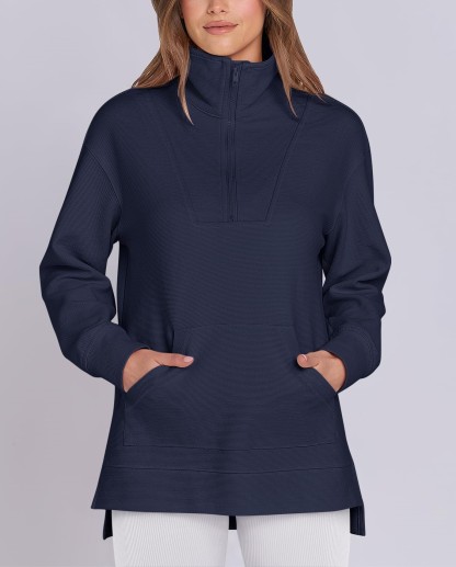  Women's Quarter Zip Oversized Knit Sweatshirts (Buy 2 Free Shipping)
