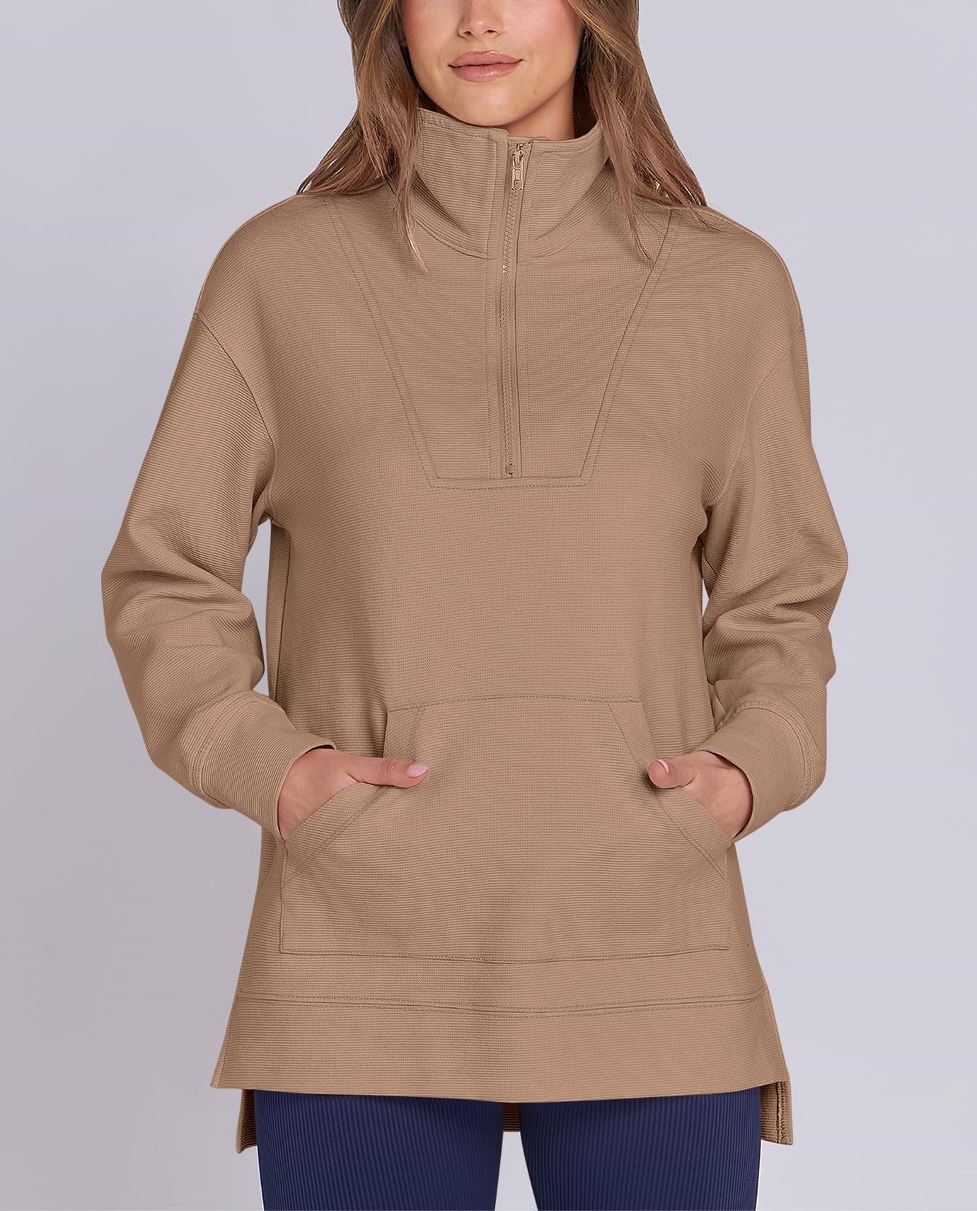  Women's Quarter Zip Oversized Knit Sweatshirts (Buy 2 Free Shipping)