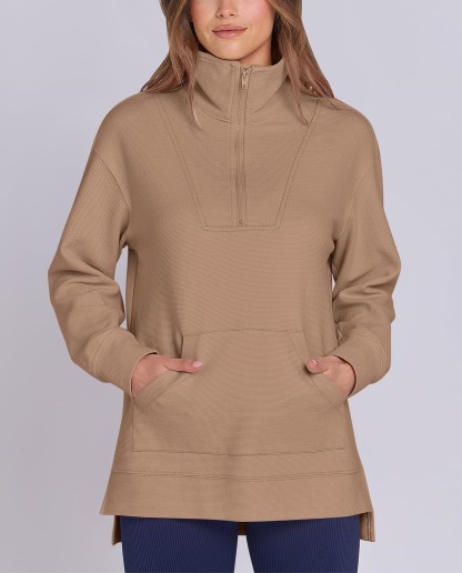  Women's Quarter Zip Oversized Knit Sweatshirts (Buy 2 Free Shipping)