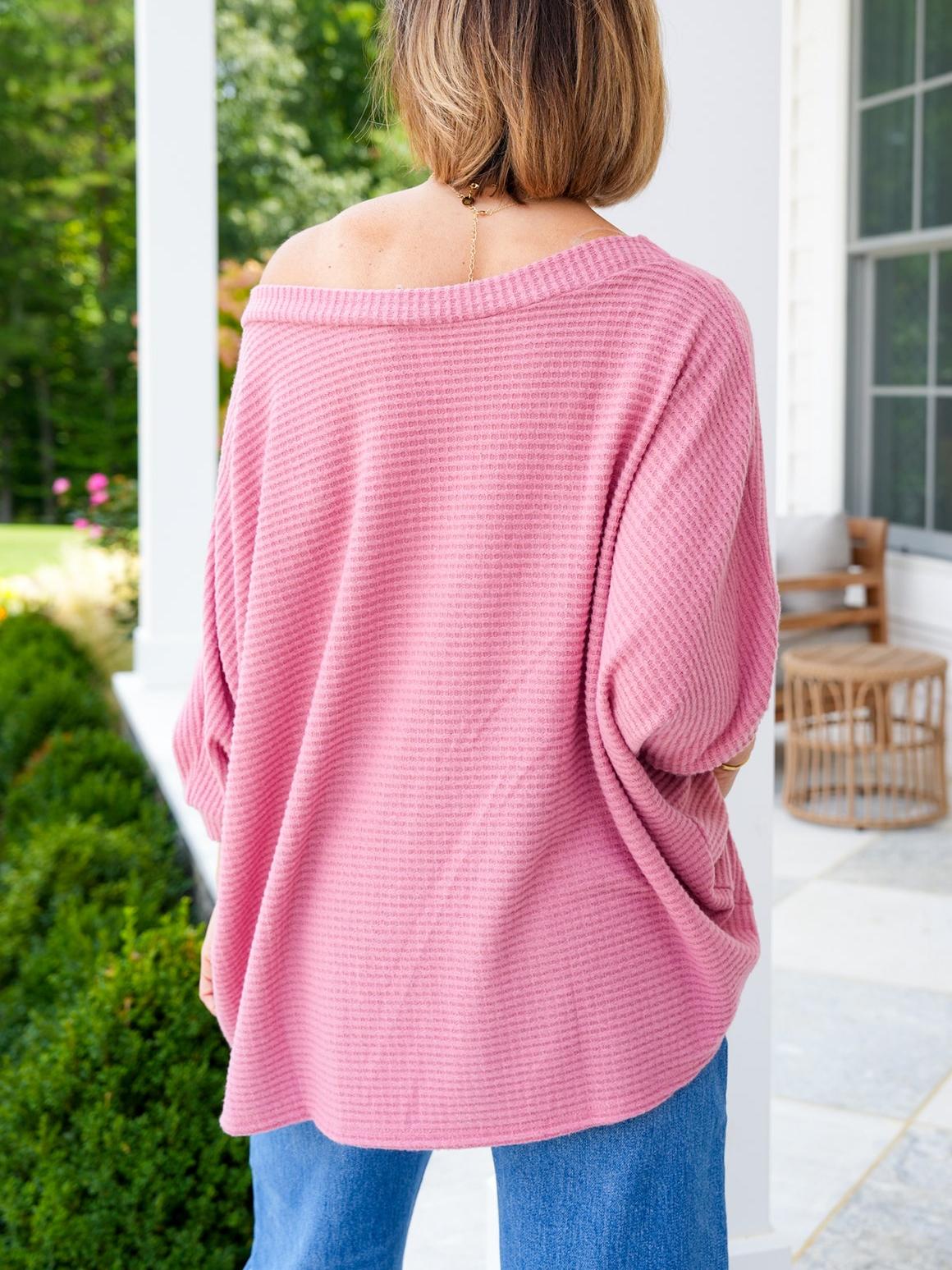 Waffle Knit Short Kimono Sleeve Top
