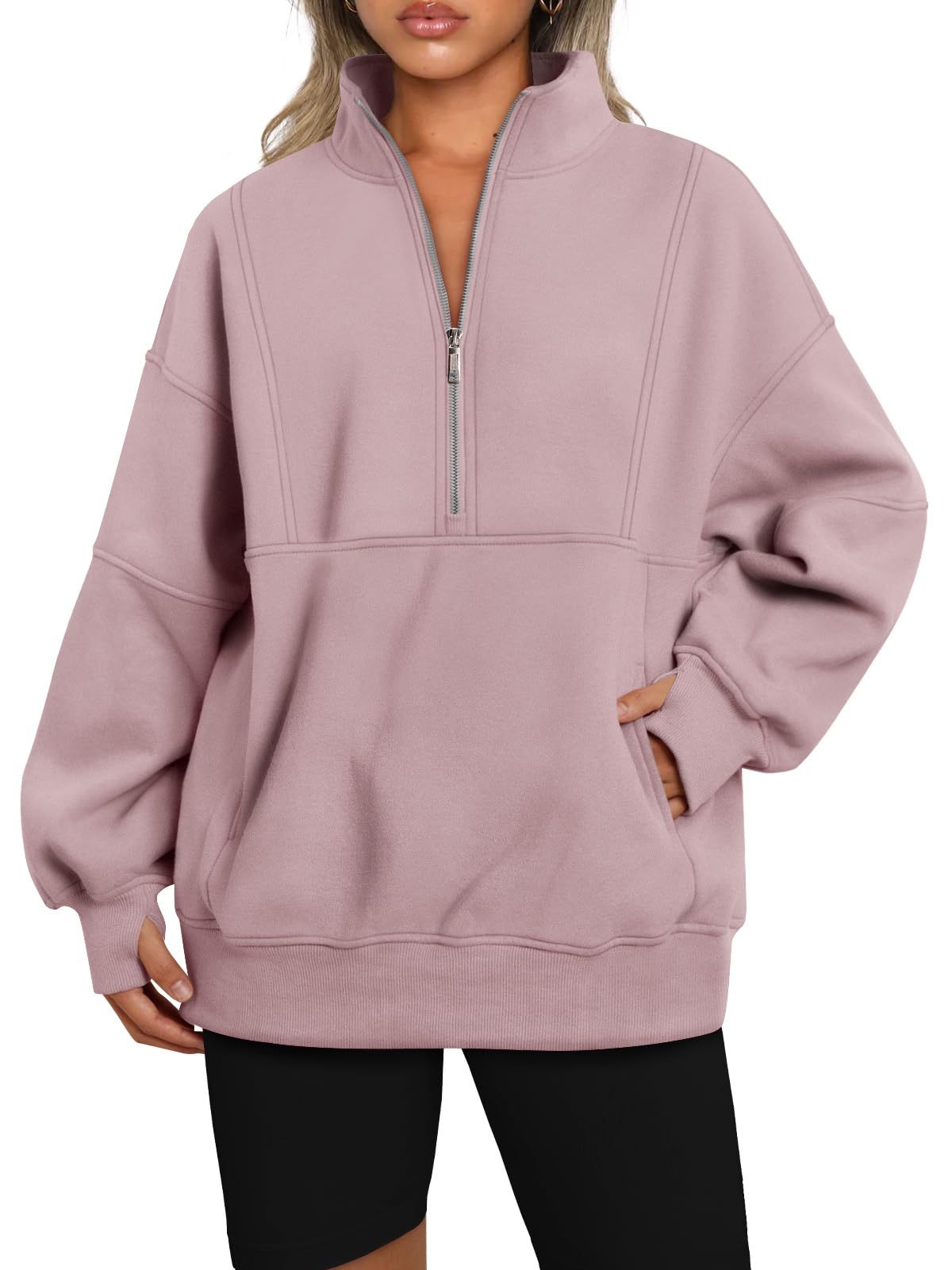 Women's Half Zip Oversized Sweatshirts with Pockerts(Buy 2 Free Shipping)