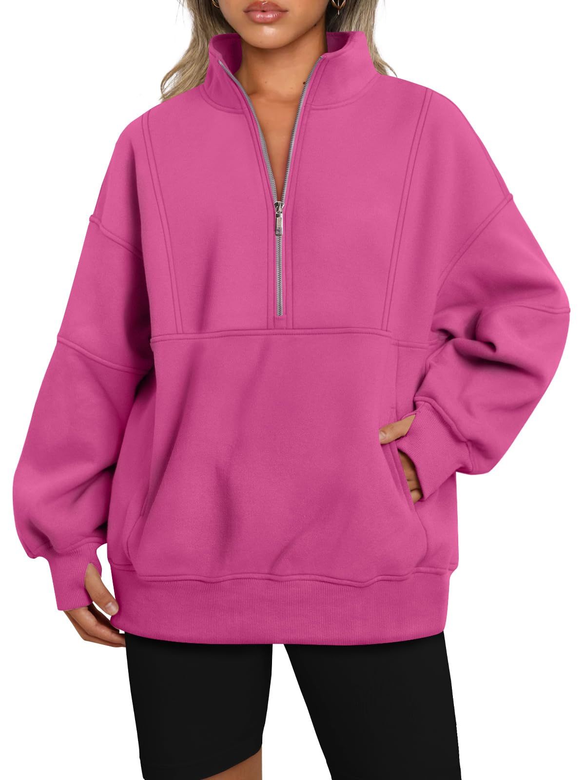 Women's Half Zip Oversized Sweatshirts with Pockerts(Buy 2 Free Shipping)