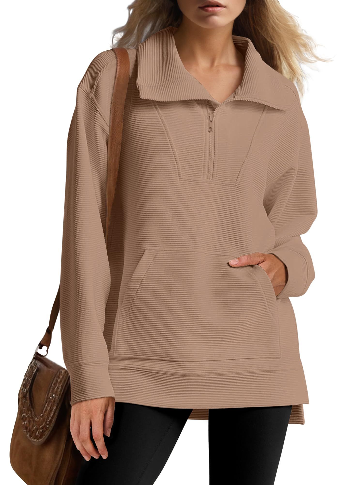  Women's Quarter Zip Oversized Knit Sweatshirts (Buy 2 Free Shipping)