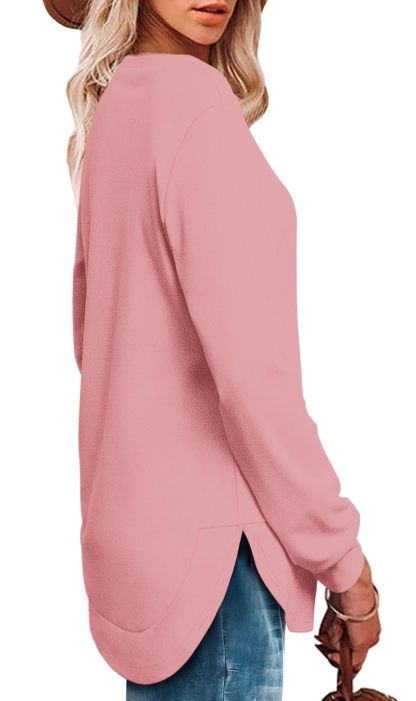 Women's High Low Curved Hem Tops