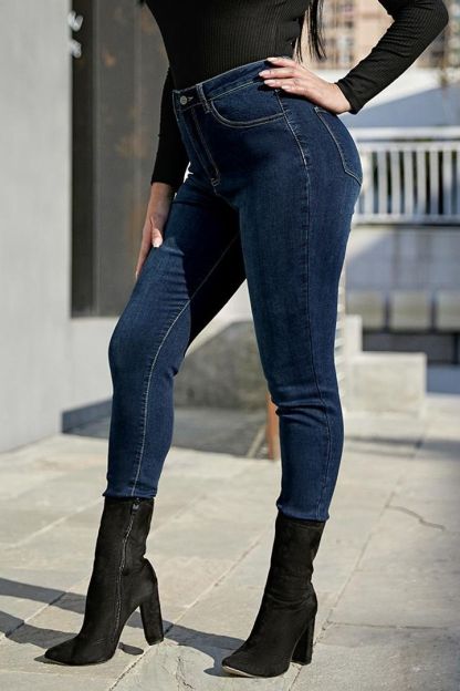 Elastic High Rise Skinny Jeans-Pink Laura