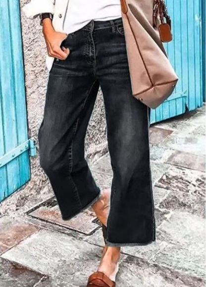 Washed Raw Hem Mid Waist Straight Leg Jeans-Pink Laura