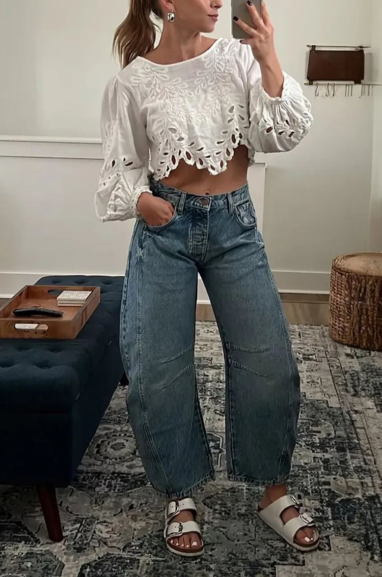 Mid-Rise Barrel Jeans (BUY 2 Free Shipping)-boocean.com