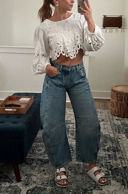 Mid-Rise Barrel Jeans (BUY 2 Free Shipping)-boocean.com