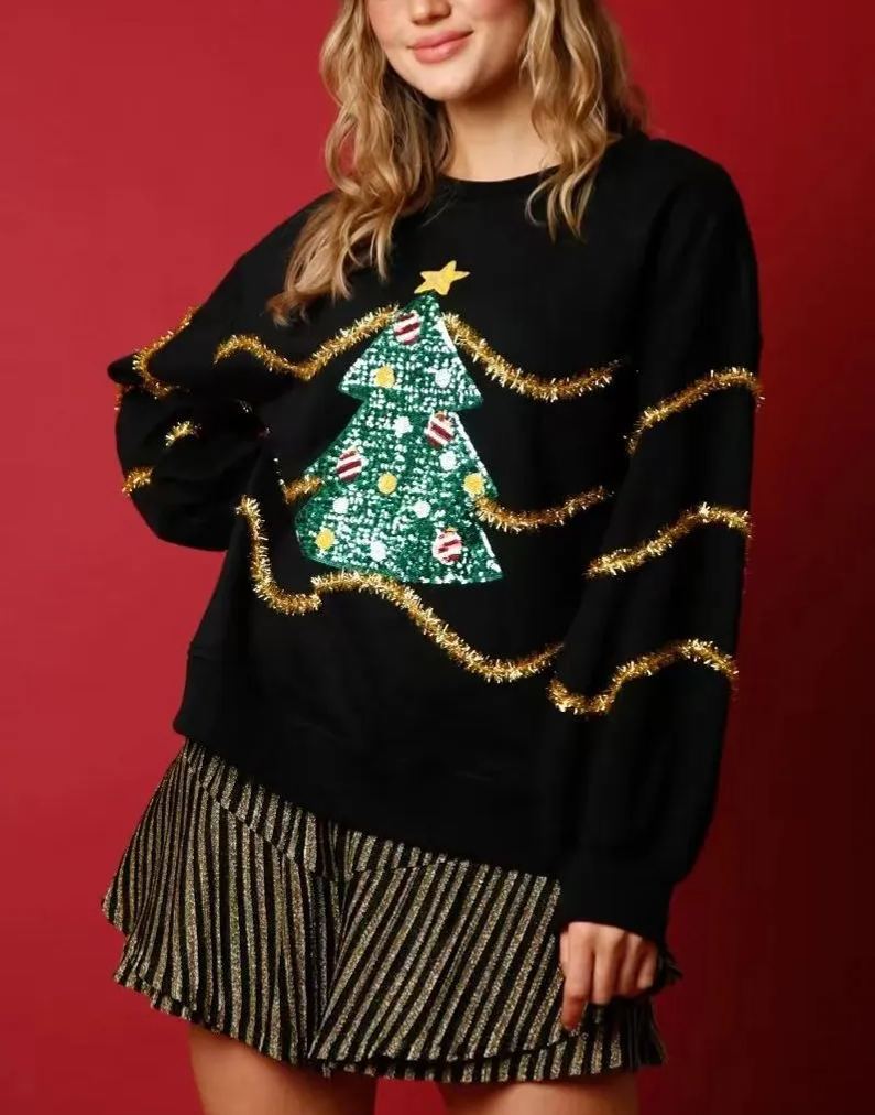 Women's Merry Christmas Tree Sequined Sweatshirt(Buy 2 Free Shipping)
