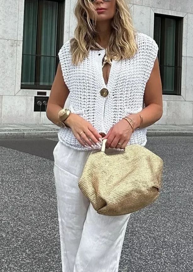 Women's Crochet Chunky Knit  Sweater Vest