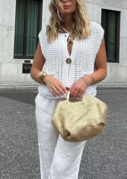 Women's Crochet Chunky Knit  Sweater Vest