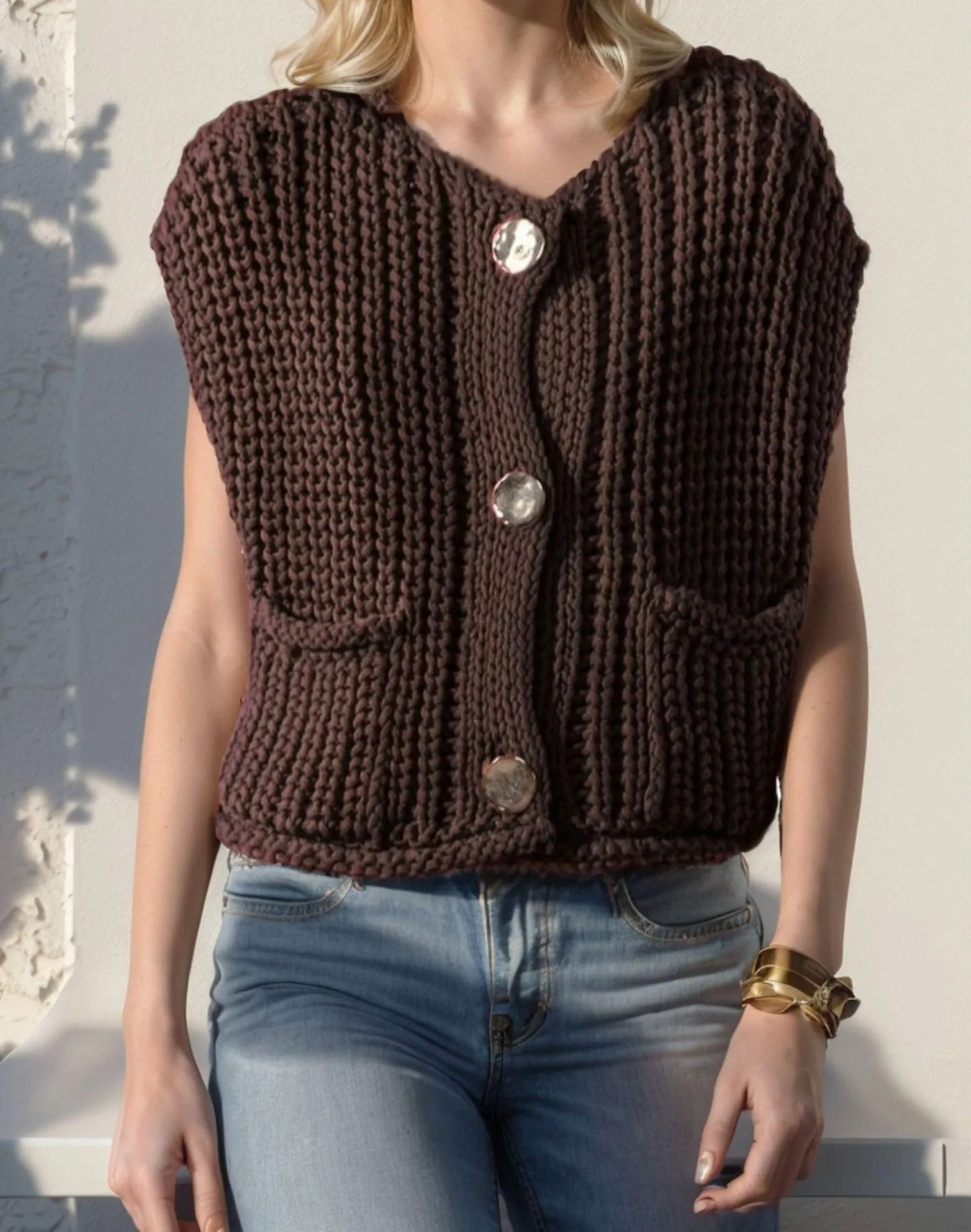 Women's Crochet Chunky Knit  Sweater Vest