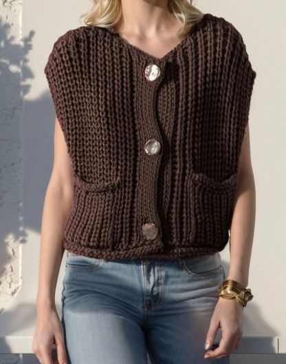 Women's Crochet Chunky Knit  Sweater Vest