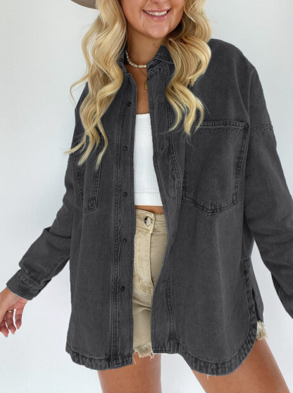 Women's Snap Button Denim Shacket