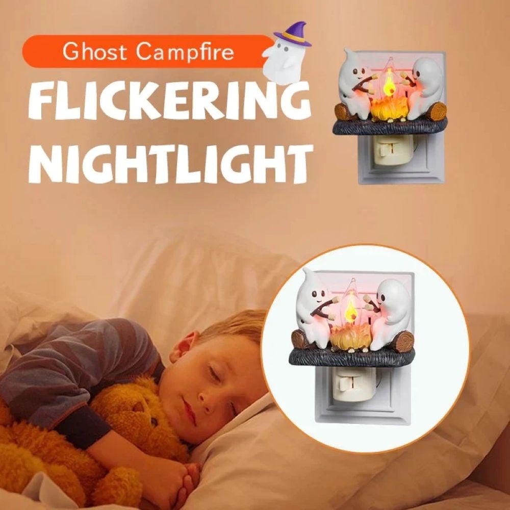 Halloween Ghost Campfire Flickering Night Light