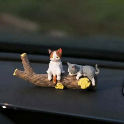 Hand-Painted Mini Cat Desk Figurines - Set of 5 Cute Cartoon Kitty Companions