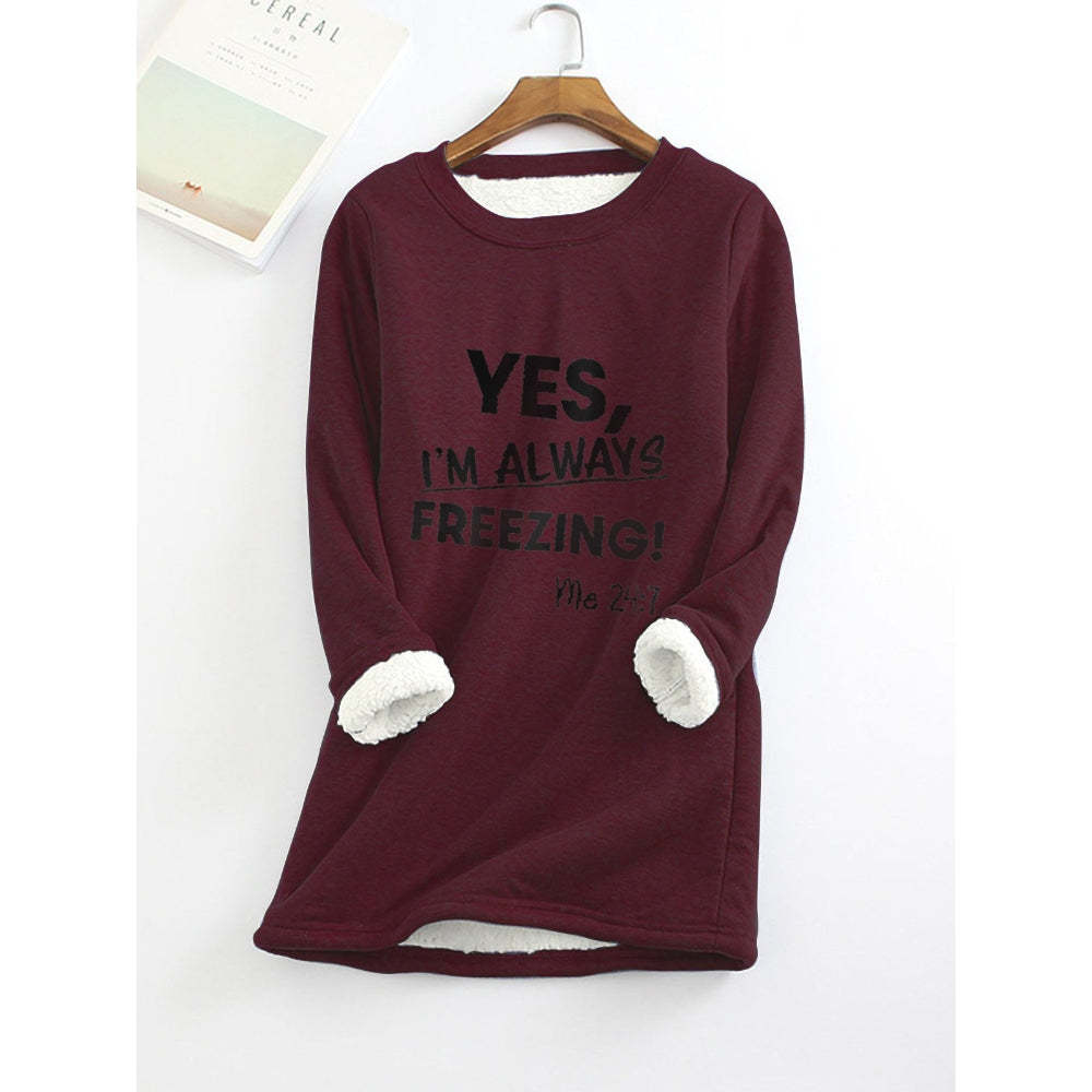 Women's Sweatshirt Pullover Fleece Teddy Fuzzy Letter Casual Long Sleeve Top