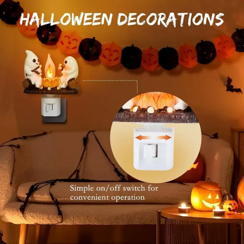 Halloween Ghost Campfire Flickering Night Light
