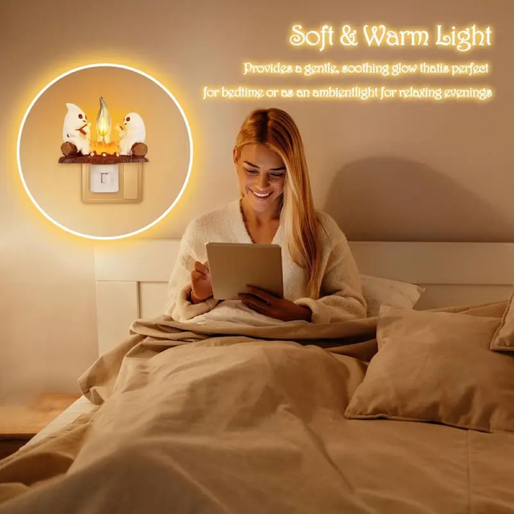 Halloween Ghost Campfire Flickering Night Light