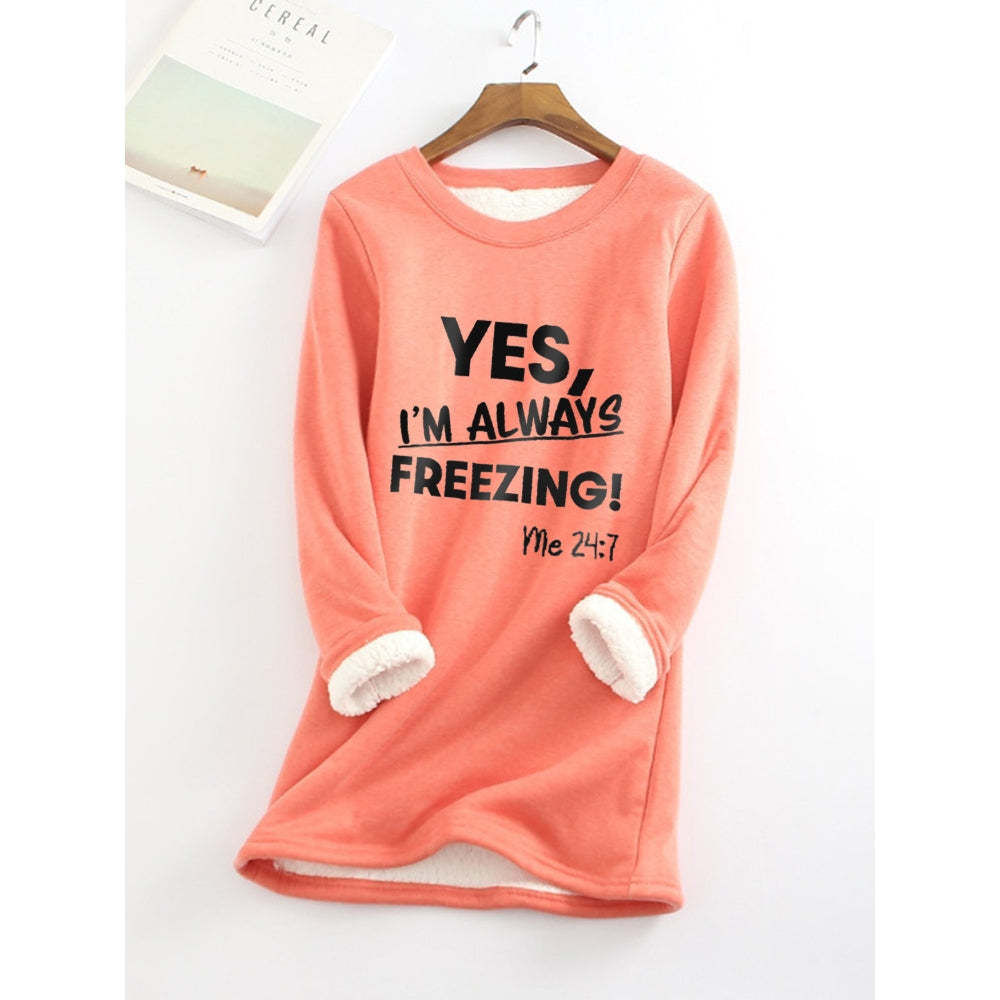 Women's Sweatshirt Pullover Fleece Teddy Fuzzy Letter Casual Long Sleeve Top