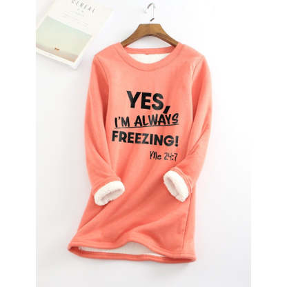 Women's Sweatshirt Pullover Fleece Teddy Fuzzy Letter Casual Long Sleeve Top