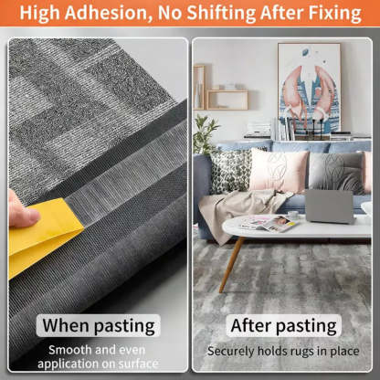 Double sided anti-slip tape for securing rugs and carpets