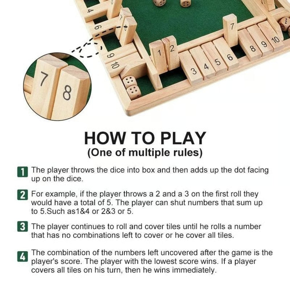 Shut the Box - Wooden Dice Board Game