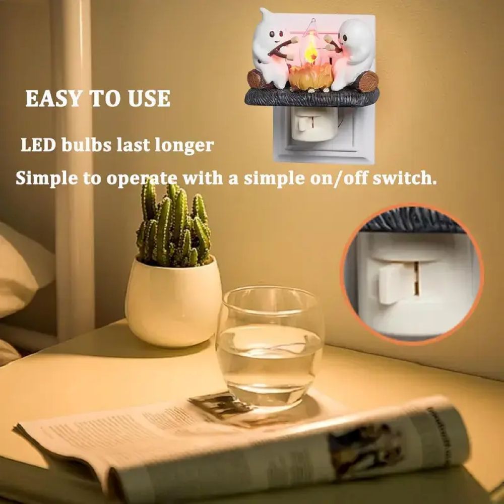 Halloween Ghost Campfire Flickering Night Light