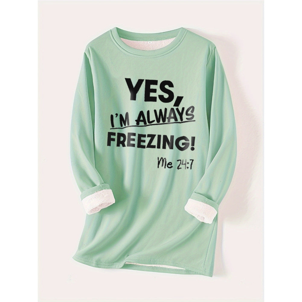 Women's Sweatshirt Pullover Fleece Teddy Fuzzy Letter Casual Long Sleeve Top