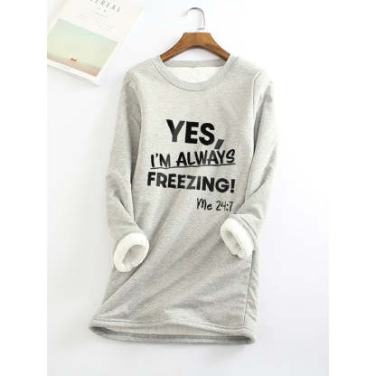 Women's Sweatshirt Pullover Fleece Teddy Fuzzy Letter Casual Long Sleeve Top