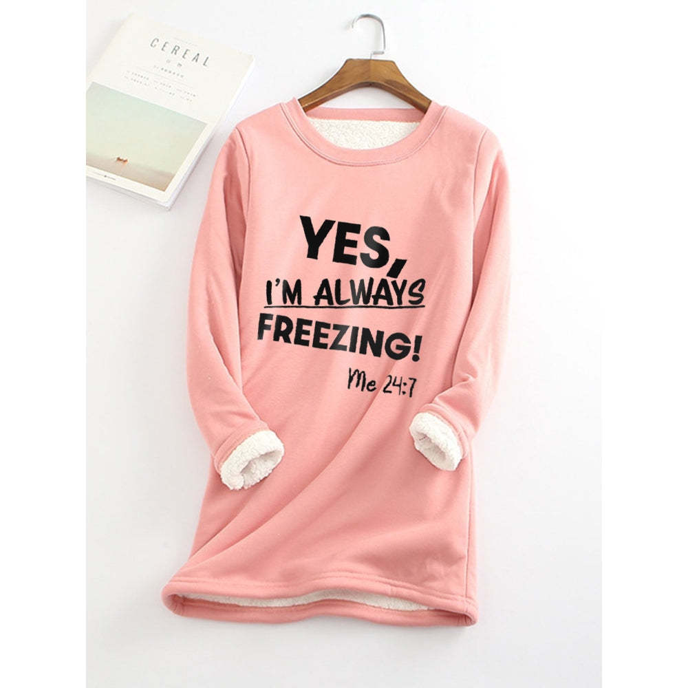 Women's Sweatshirt Pullover Fleece Teddy Fuzzy Letter Casual Long Sleeve Top