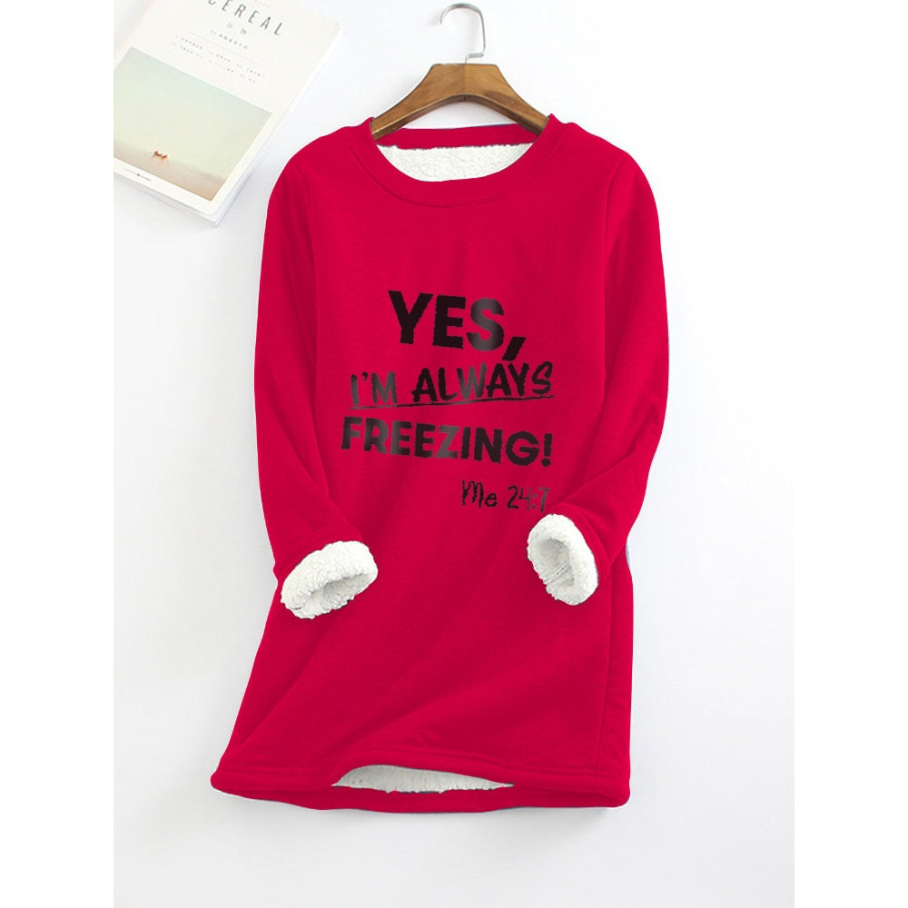 Women's Sweatshirt Pullover Fleece Teddy Fuzzy Letter Casual Long Sleeve Top