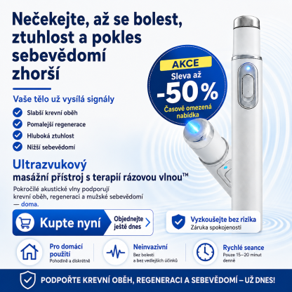 ⚡ Pokročilá rázová vlnová terapie podporuje mužské sexuální zdraví 💪 a pomáhá zmírnit bolesti svalů, kloubů a šlach 🦵
