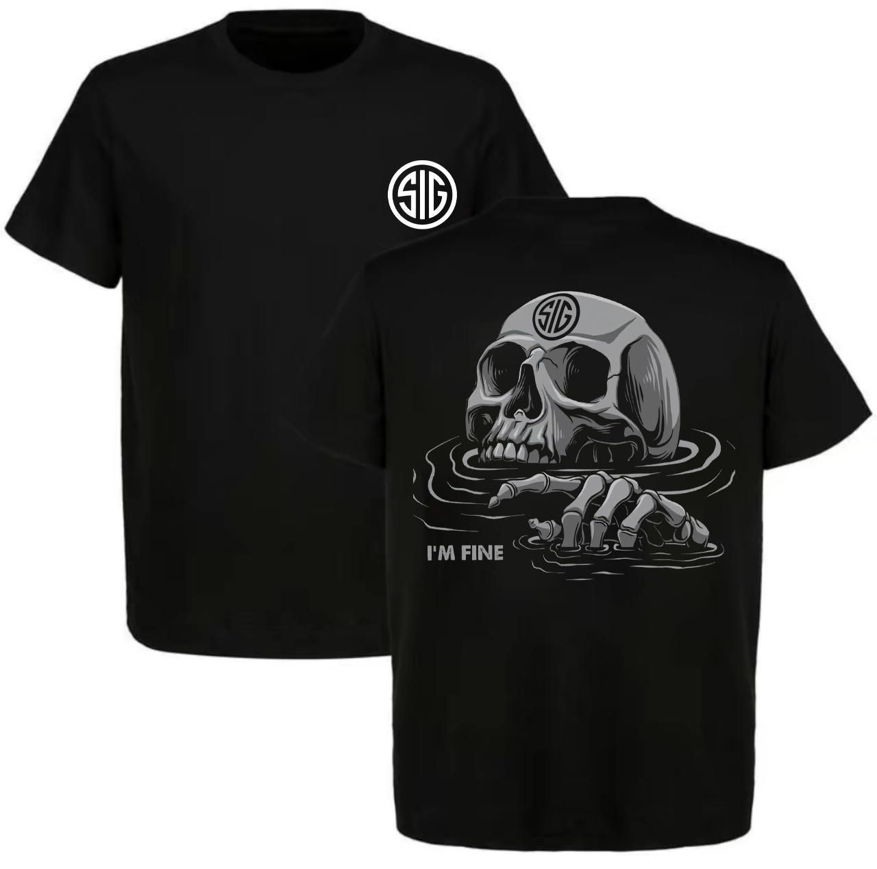I'm Fine Sig Sauer Skull Printed Men's T-Shirt