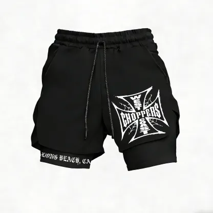 West Coast Choppers Long Beach, CA Print Men's All-In-One Fitness Shorts
