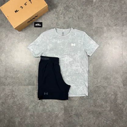 Under Armour Speed Stride T-Shirt White & Black Vanish Woven Shorts Set