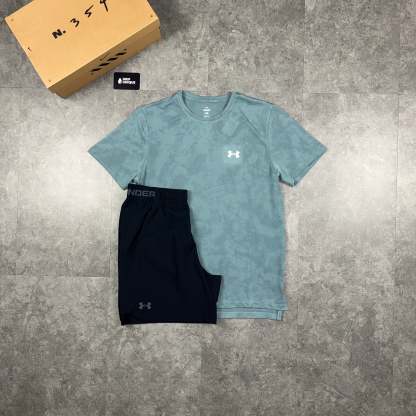 Under Armour Tech Camo T-Shirt Green & Black Vanish Shorts Set
