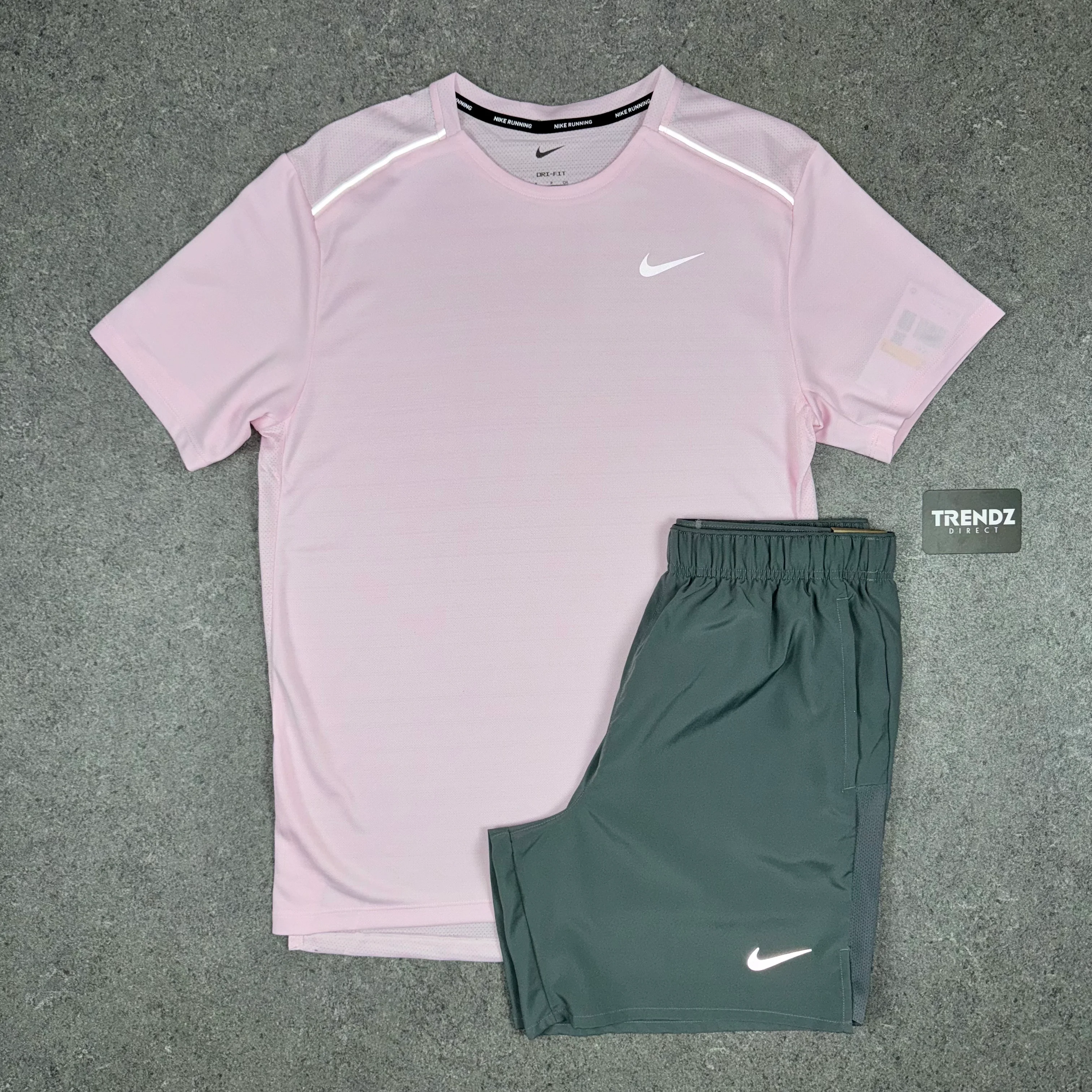NIKE MILER & CHALLENGER SHORTS SET - PINK FOAM/GREY