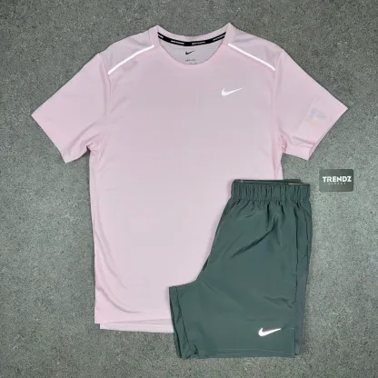 NIKE MILER & CHALLENGER SHORTS SET - PINK FOAM/GREY