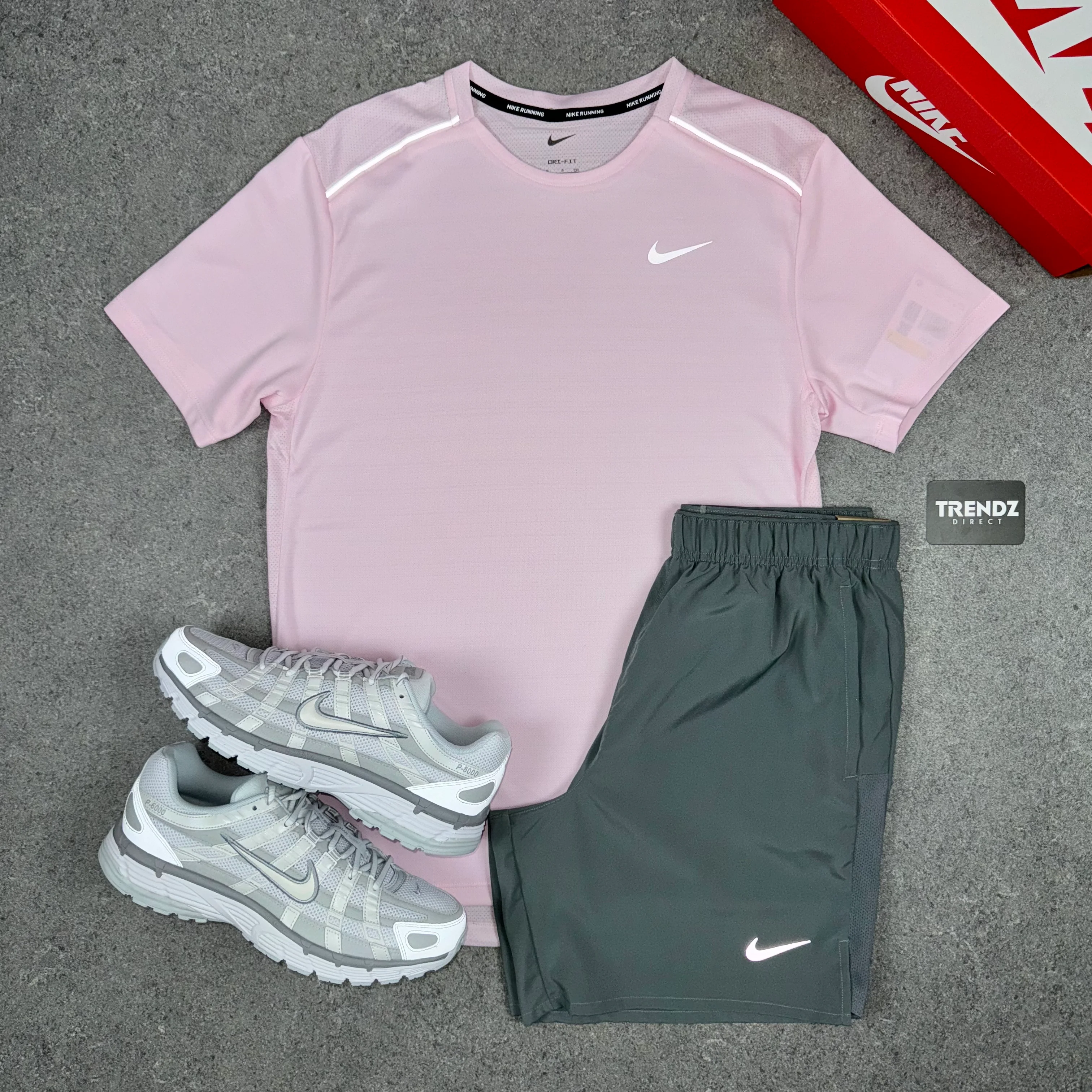 NIKE MILER & CHALLENGER SHORTS SET - PINK FOAM/GREY