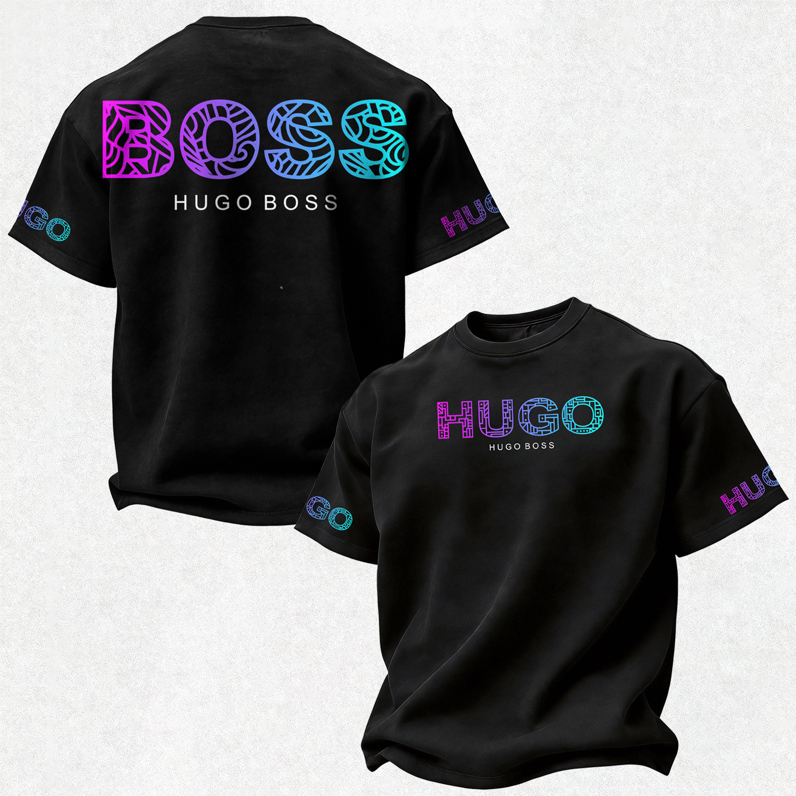 Street Fashion Gradient Letter Printed Oversized Unisex T-shirt