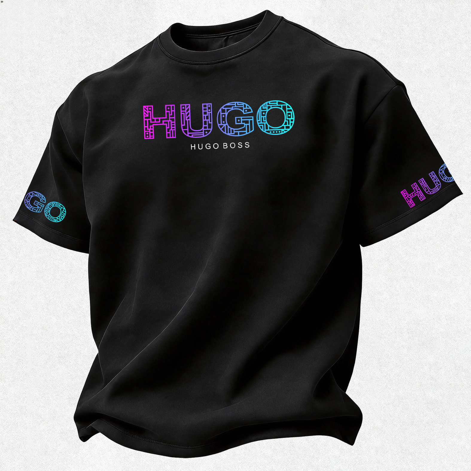 Street Fashion Gradient Letter Printed Oversized Unisex T-shirt