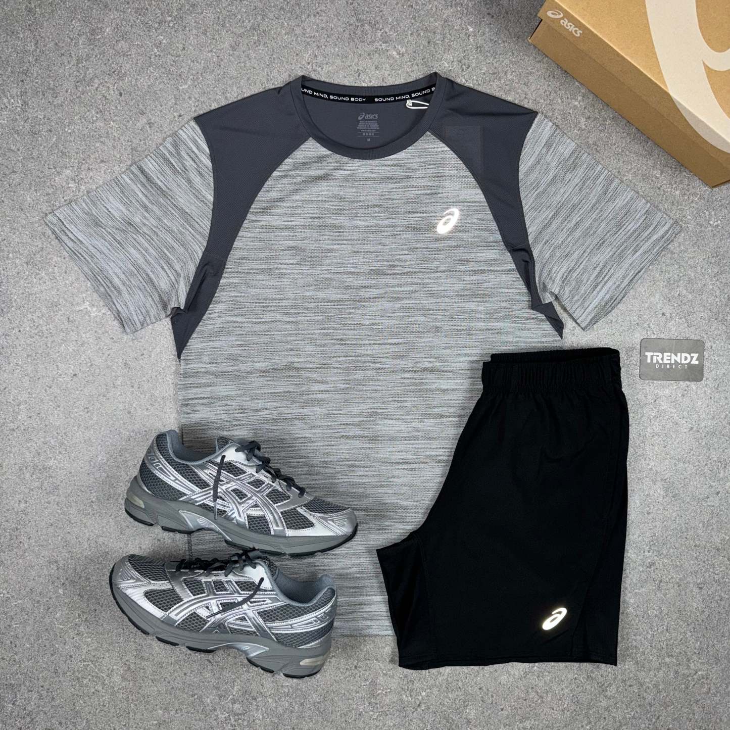 ASICS ROAD T-SHIRT & SHORTS SET - GREY