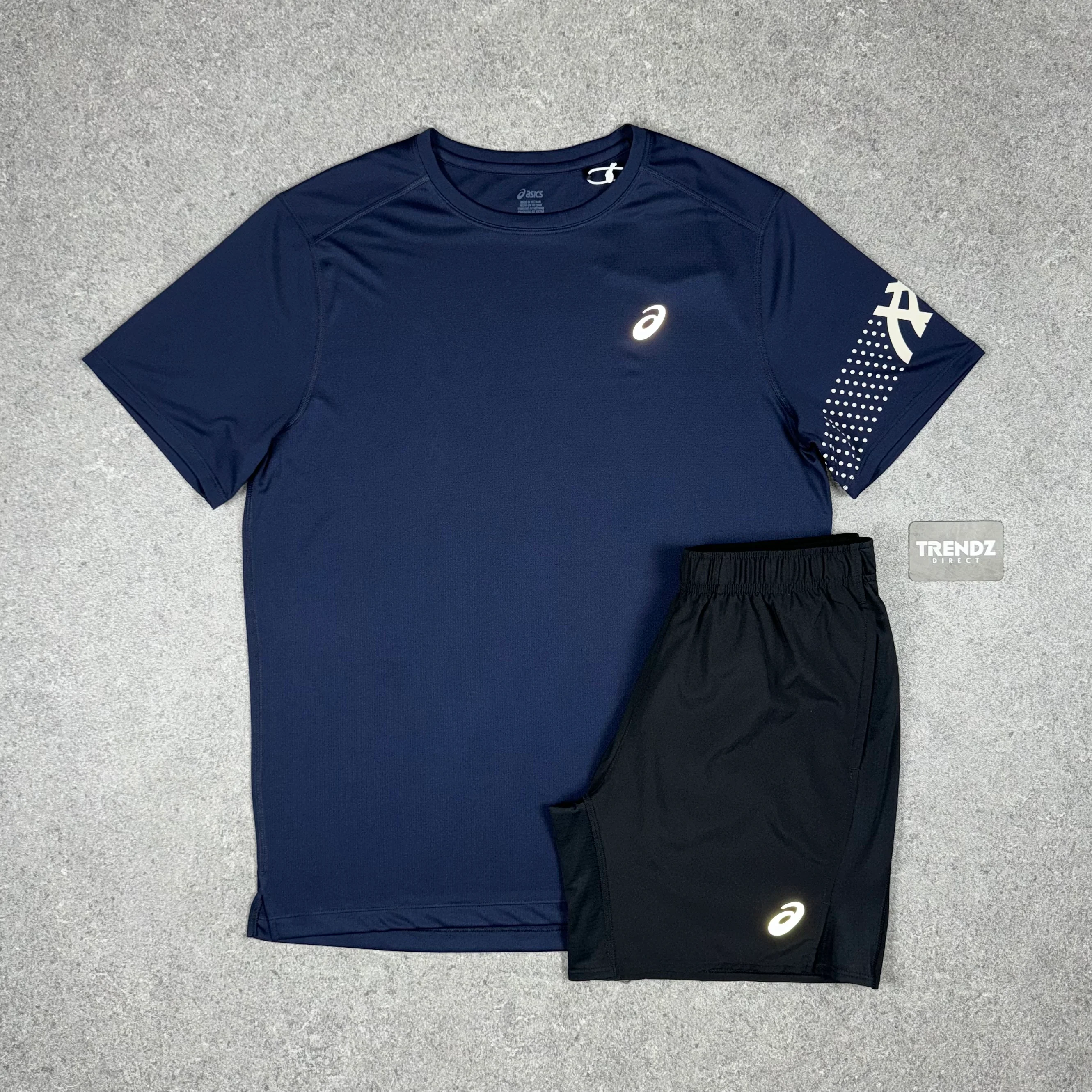 ASICS ICON T-SHIRT & PERFORMANCE SHORTS SET - NAVY/BLACK