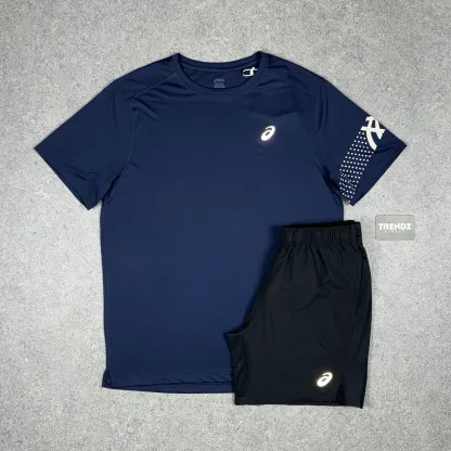 ASICS ICON T-SHIRT & PERFORMANCE SHORTS SET - NAVY/BLACK
