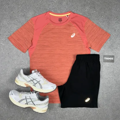 ASICS ROAD T-SHIRT & SHORTS SET - PEACH