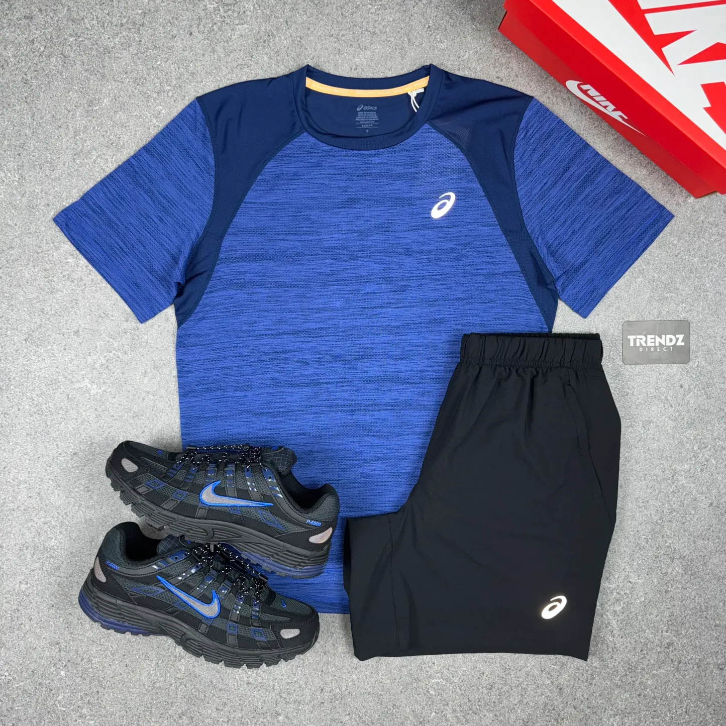 ASICS ROAD T-SHIRT & SHORTS SET - BLUE/BLACK