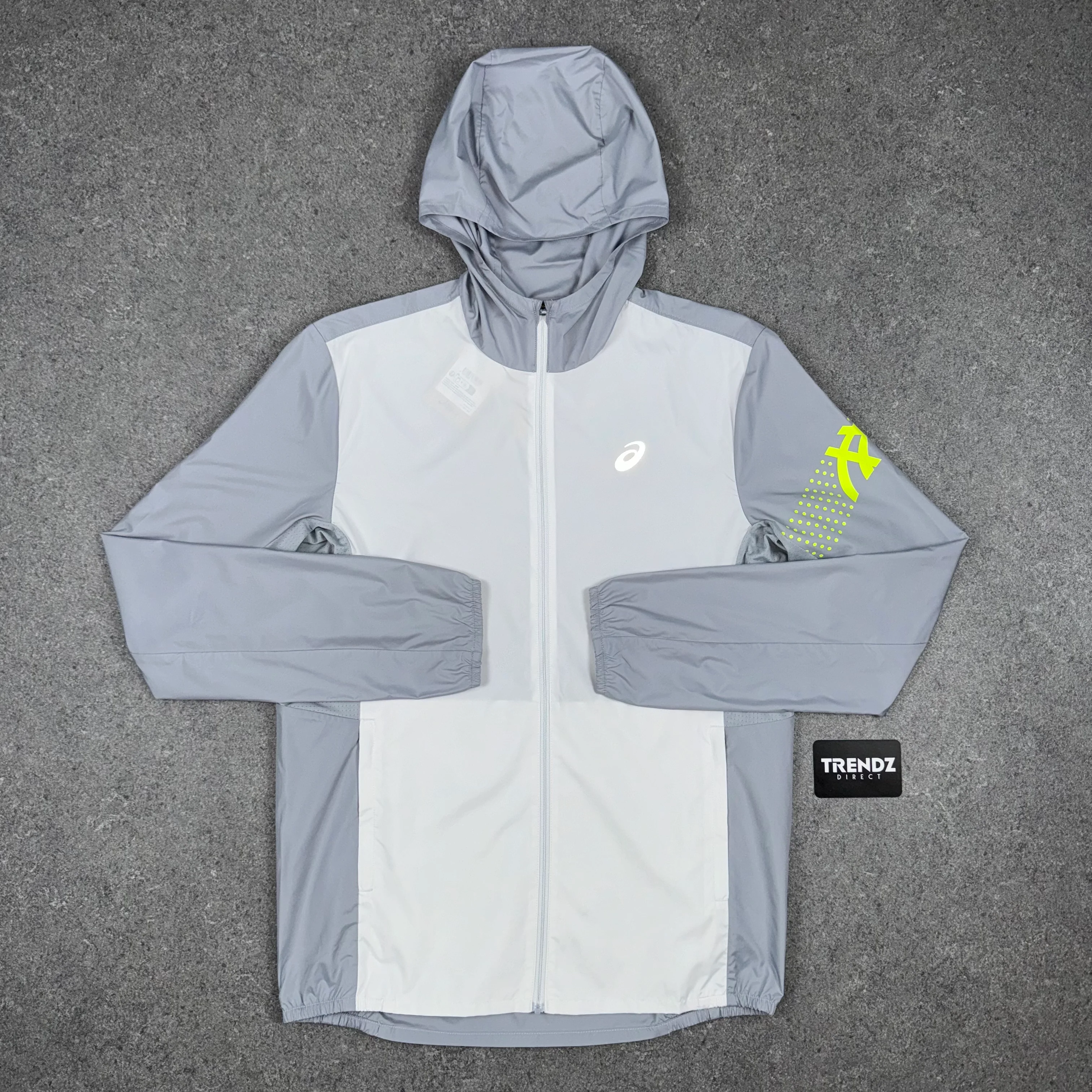 ASICS ICON WINDBREAKER JACKET & SHORTS SET - GREY/VOLT