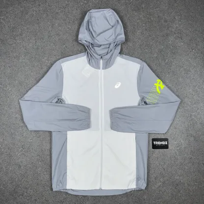 ASICS ICON WINDBREAKER JACKET & SHORTS SET - GREY/VOLT